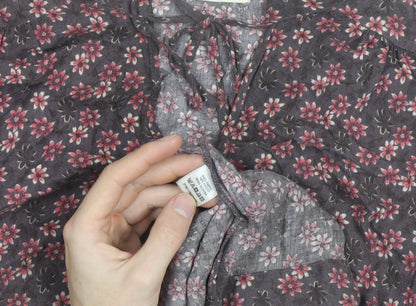 Oasis Women Brown Floral Long Sleeve Tunic Blouse Size 10