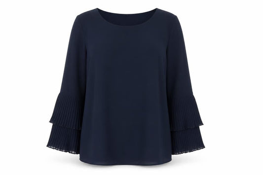 Apricot Women's Blue Pleated Long Sleeve Tunic Blouse Size 10
