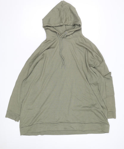 Yours Women Khaki Long Sleeve Pullover Hoodie Size 26-28 Cotton Blend