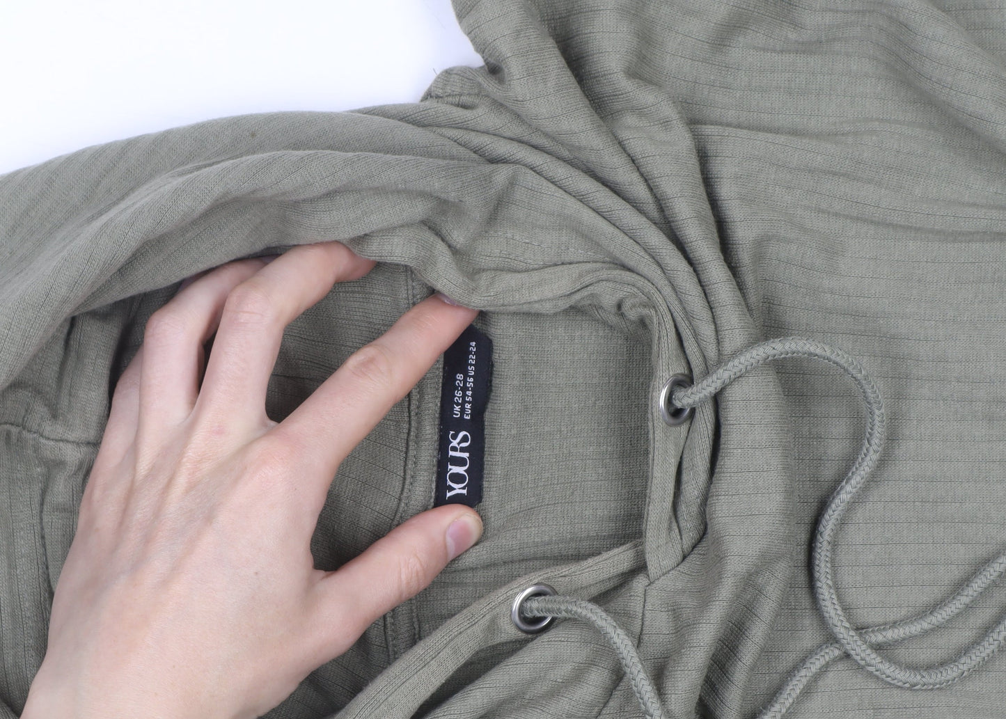 Yours Women Khaki Long Sleeve Pullover Hoodie Size 26-28 Cotton Blend