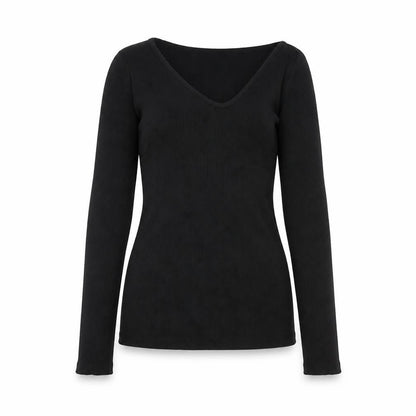 InWear Women's Black V-Neck Slim Fit Long Sleeve Jumper M