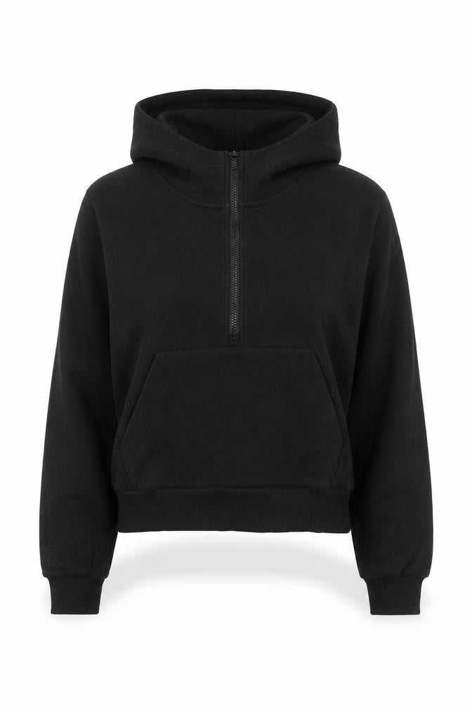 Athleta Womens Black 1/2 Zip Hooded Pullover Sweatshirt Size S