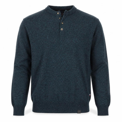 Superdry Mens Green Henley Knit Jumper Size L Long Sleeve Casual