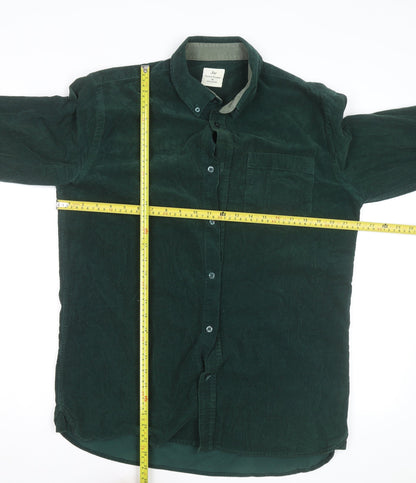 Samuel Windsor Men's Green Corduroy Button-Up Shirt M Regular Fit