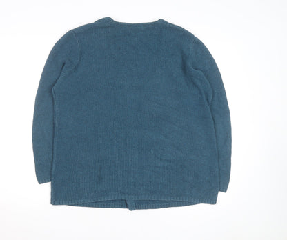 Seasalt Cornwall Women Blue Cotton Knit Cardigan Size 14