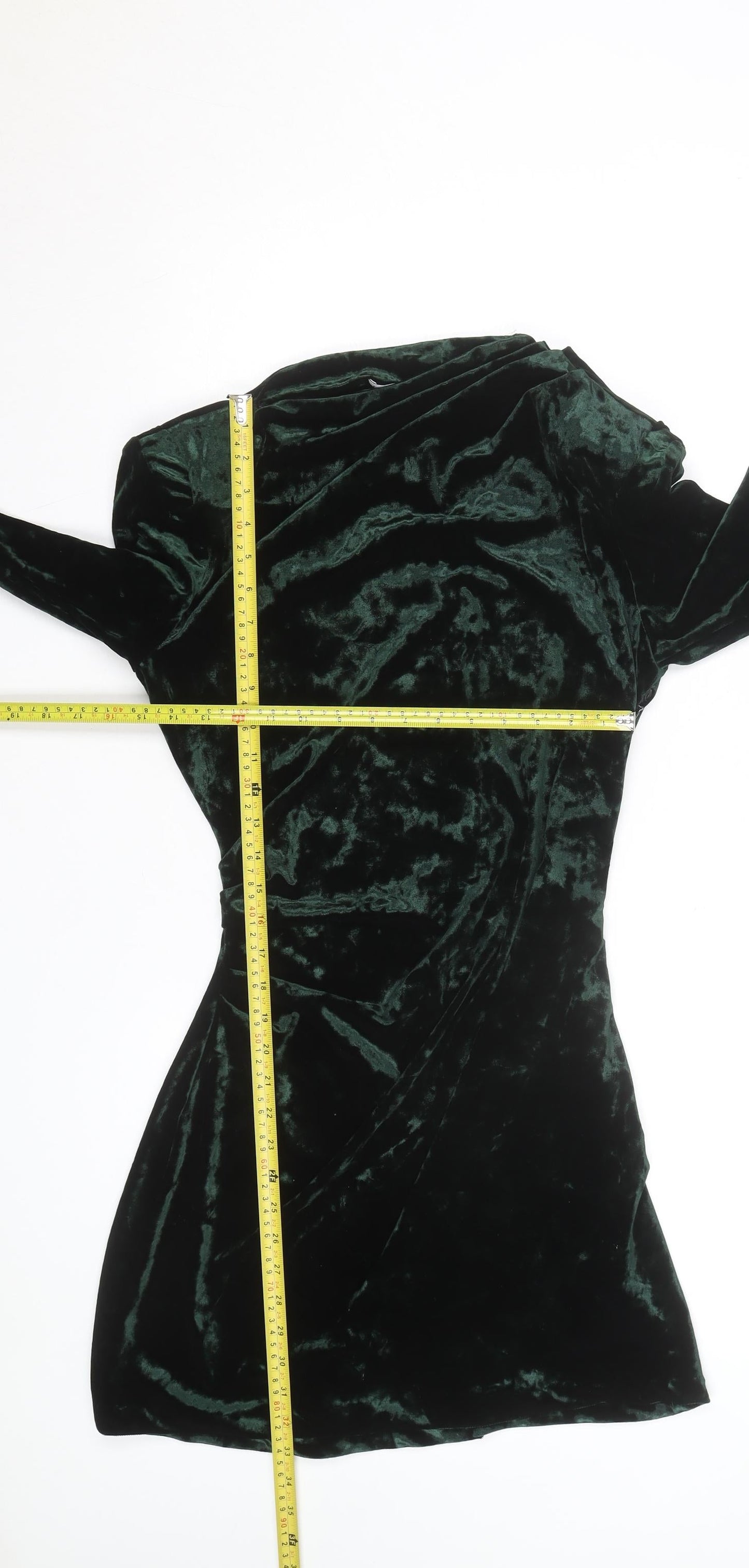 Zara Women's Green Velvet One Shoulder Bodycon Dress Size 14