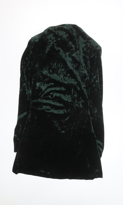 Zara Women's Green Velvet One Shoulder Bodycon Dress Size 14