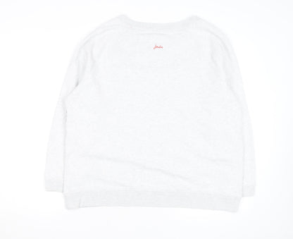 Joules Womens Grey Floral Pullover Sweatshirt UK 16 Casual Cotton Blend