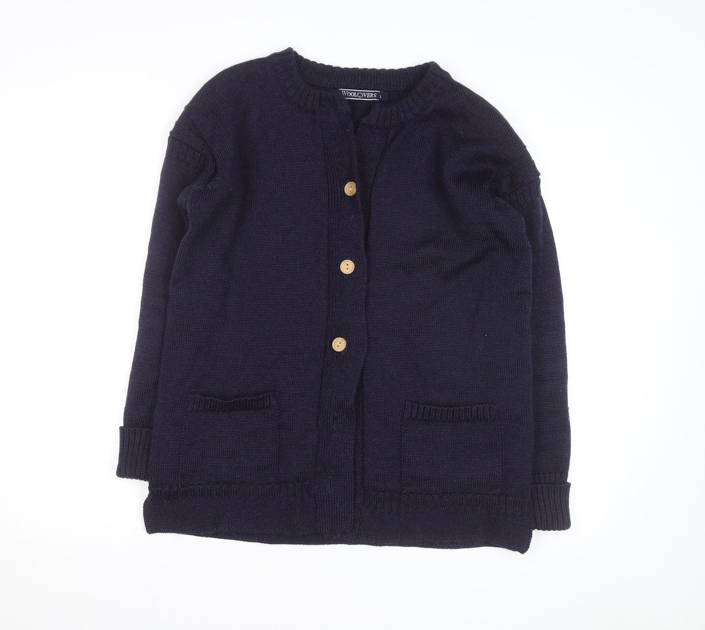 Woolovers Men's Blue Wool Long Sleeve Cardigan Size L