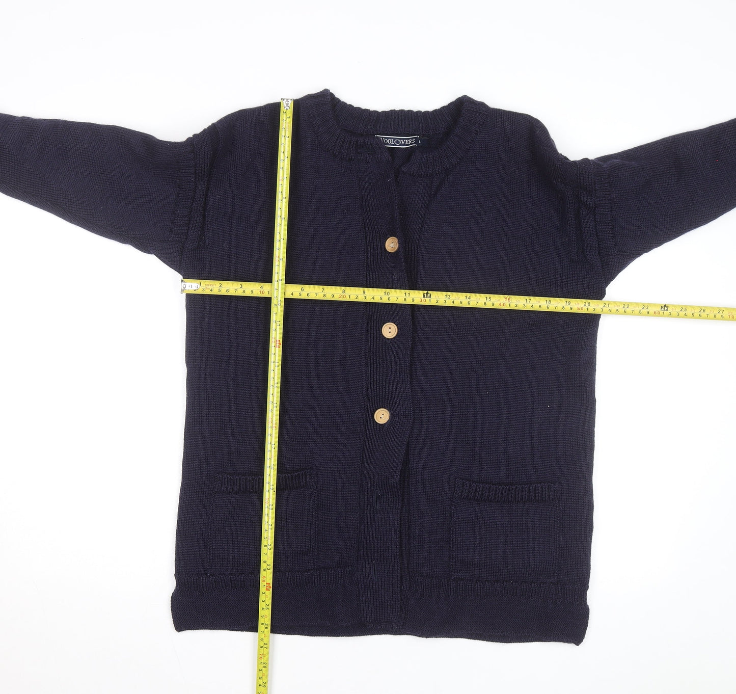 Woolovers Men's Blue Wool Long Sleeve Cardigan Size L