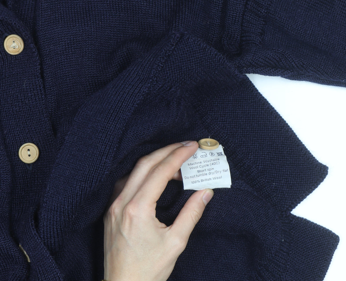Woolovers Men's Blue Wool Long Sleeve Cardigan Size L