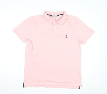 U.S. Polo Assn. Men’s Pink Regular Fit Cotton Polo Shirt L