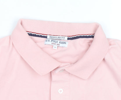 U.S. Polo Assn. Men’s Pink Regular Fit Cotton Polo Shirt L