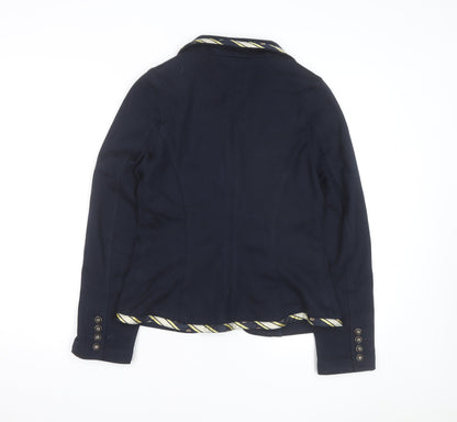 Joules Women's Navy Blue Nautical Blazer Size 10 Preppy Cotton Jacket