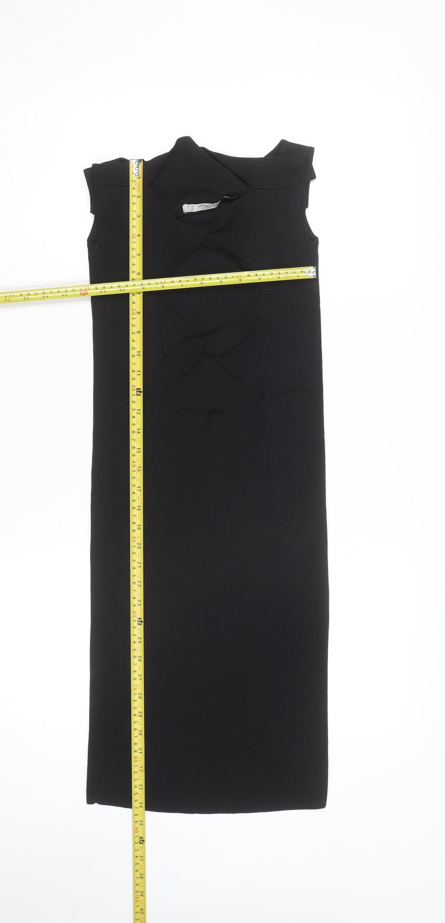 Zara Women Black Sleeveless Bodycon Knit Knee Length Dress S