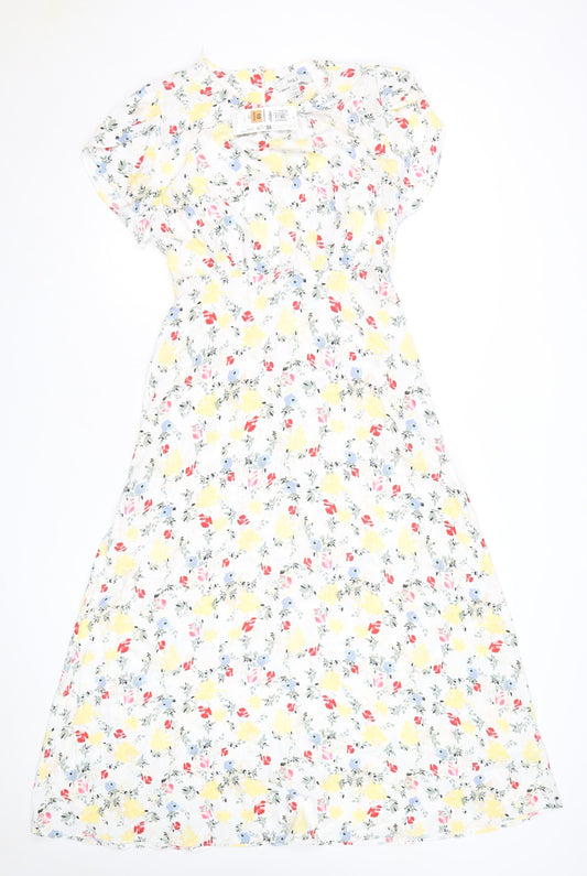 Marks and Spencer Women's Multicoloured Floral Midi Dress Size 12