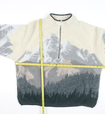 Cotton On Mens Multicoloured Fleece 1/2 Zip Jumper L Relaxed Fit