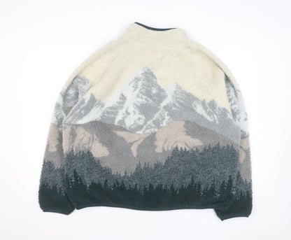 Cotton On Mens Multicoloured Fleece 1/2 Zip Jumper L Relaxed Fit
