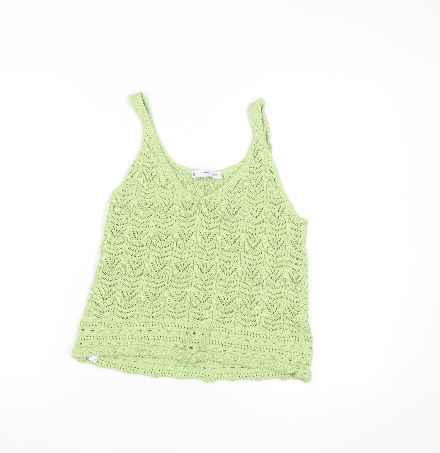 MNG Women Green Open-Knit Cotton Sleeveless Vest Size 12