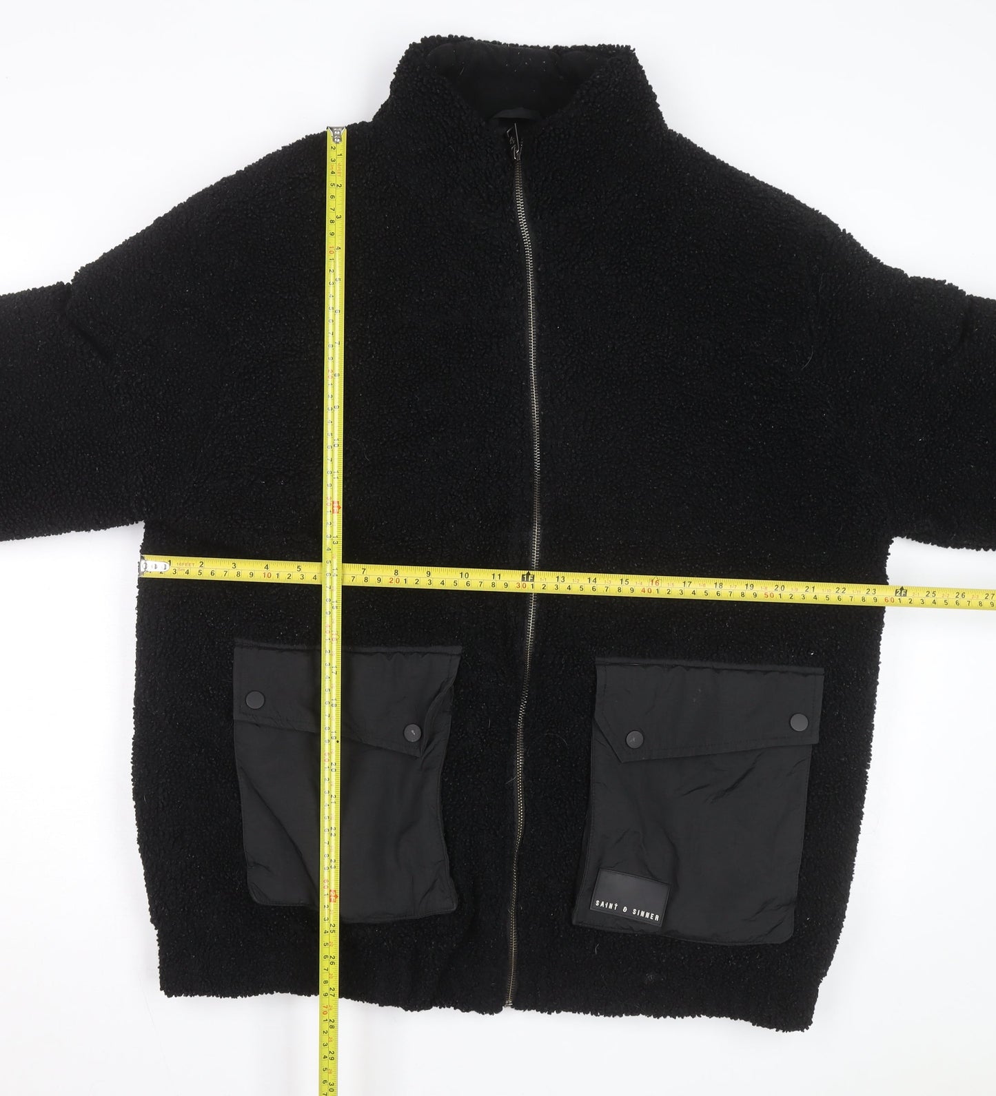Saint + Sinner Men's Black Fleece Full Zip Jacket Size L