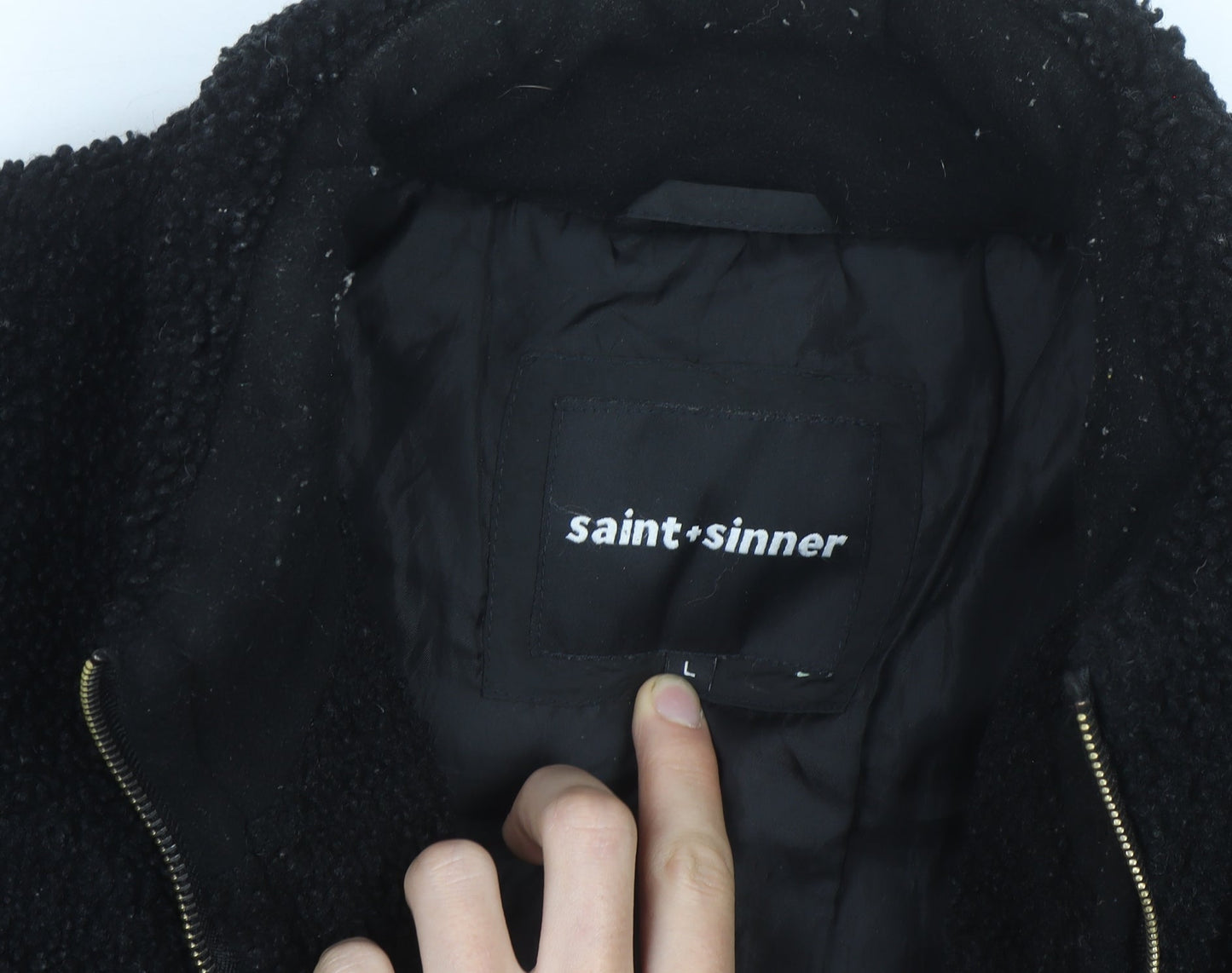 Saint + Sinner Men's Black Fleece Full Zip Jacket Size L