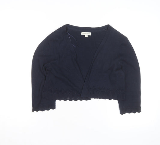 Monsoon Women’s Blue V-Neck 3/4 Sleeve Cotton Knit Cardigan M