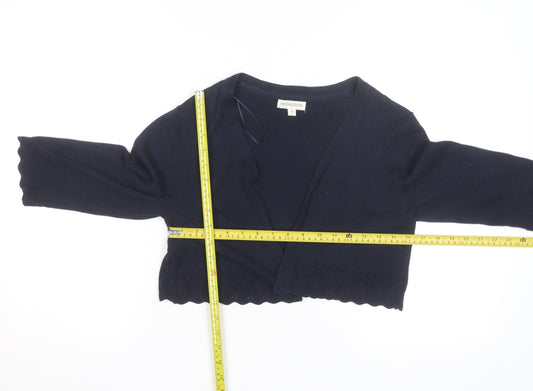 Monsoon Women’s Blue V-Neck 3/4 Sleeve Cotton Knit Cardigan M