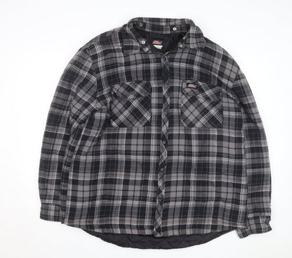 Dickies Men's Grey Check Quilted Flannel Jacket L Regular Fit