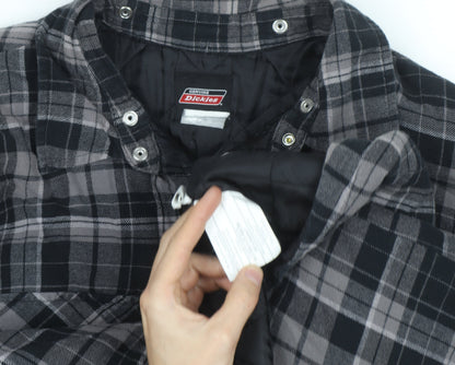 Dickies Men's Grey Check Quilted Flannel Jacket L Regular Fit