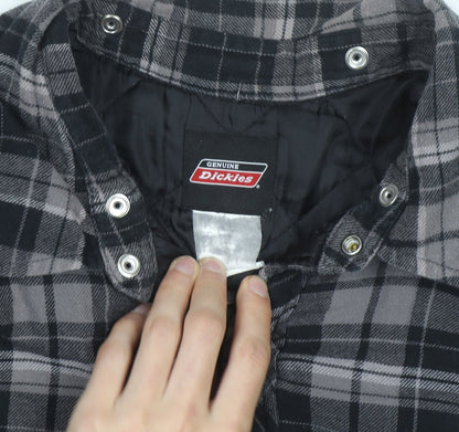 Dickies Men's Grey Check Quilted Flannel Jacket L Regular Fit