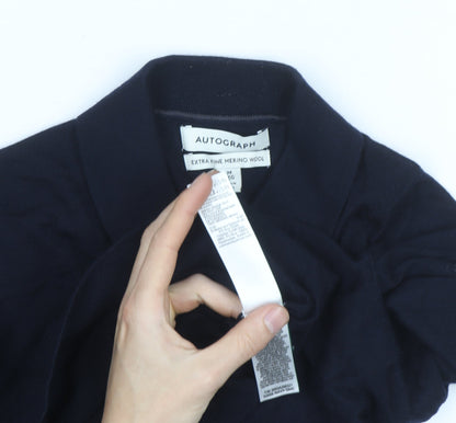 Marks and Spencer Autograph Men's Black Merino Wool Long Sleeve Collared Polo M