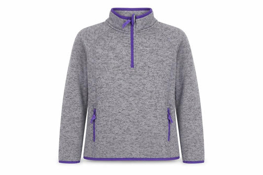 Crane Women's Grey Purple 1/4 Zip Fleece Sweatshirt Size 12-14