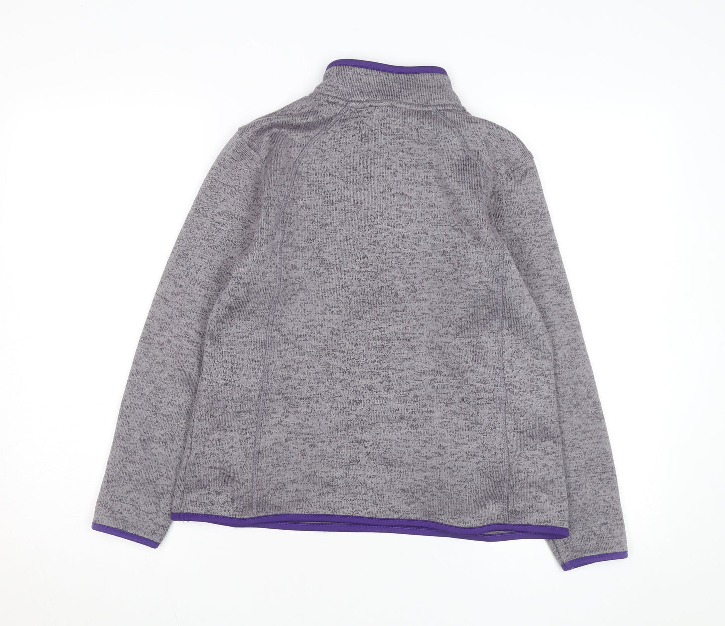 Crane Women's Grey Purple 1/4 Zip Fleece Sweatshirt Size 12-14