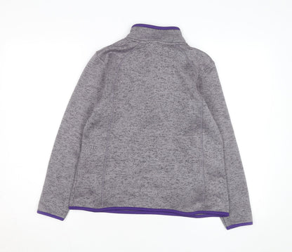 Crane Women's Grey Purple 1/4 Zip Fleece Sweatshirt Size 12-14