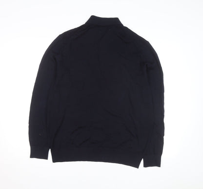 Marks and Spencer Autograph Men's Black Merino Wool Long Sleeve Polo L