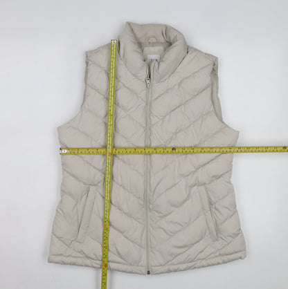 GAP Men Beige Puffer Waistcoat L Quilted Sleeveless Jacket