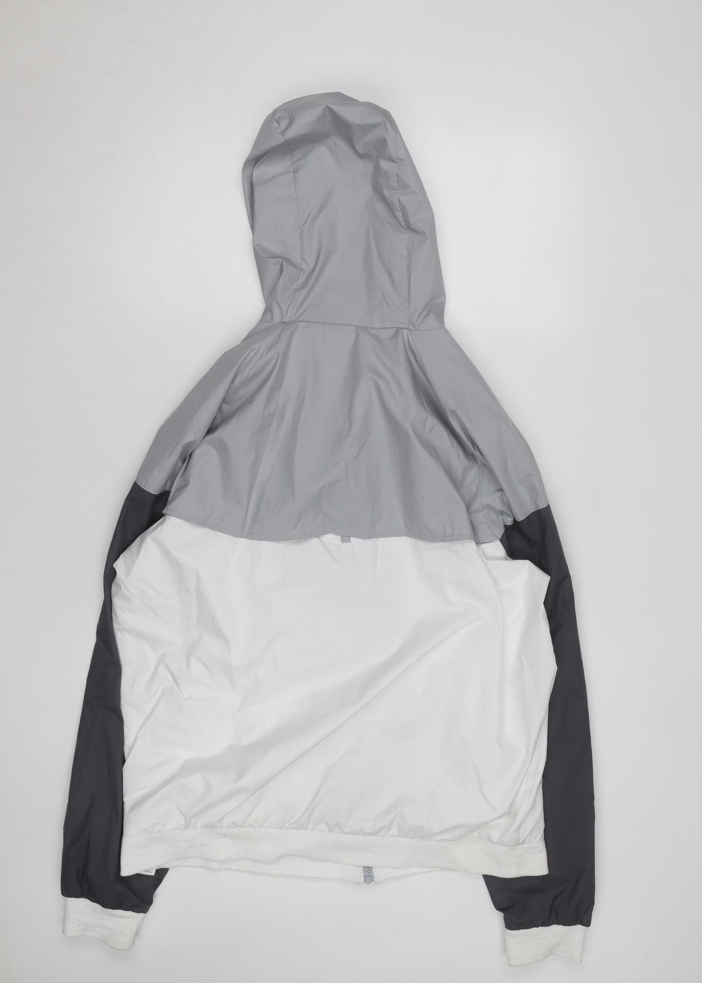 Nike Men's Grey Colourblock Full Zip Hooded Windbreaker Jacket Size L