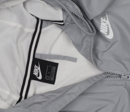 Nike Men's Grey Colourblock Full Zip Hooded Windbreaker Jacket Size L
