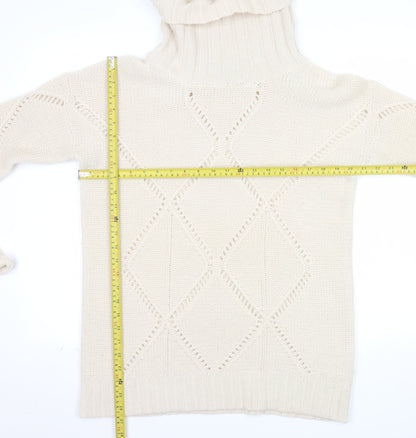 Gharani Strok Women’s Ivory Roll Neck Wool Cashmere Knit Jumper Size 16