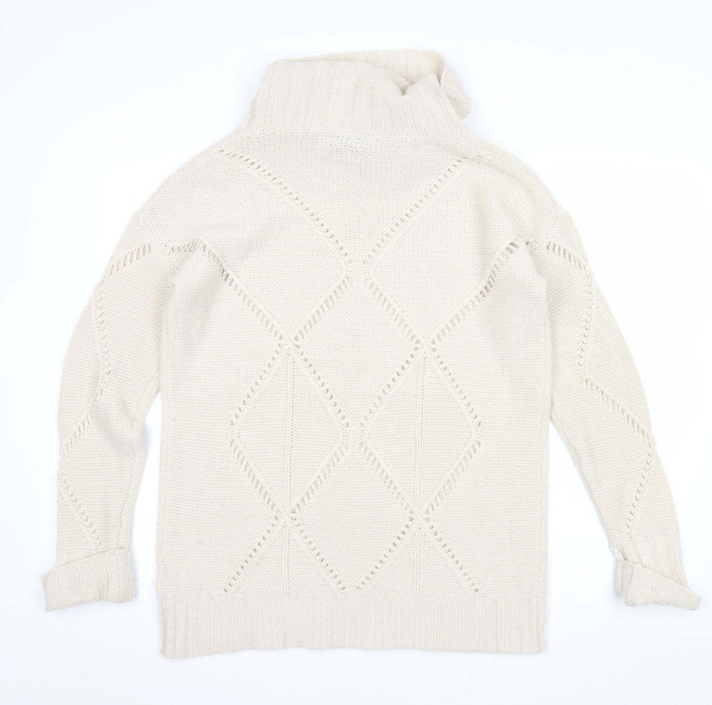 Gharani Strok Women’s Ivory Roll Neck Wool Cashmere Knit Jumper Size 16