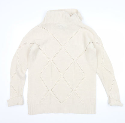 Gharani Strok Women’s Ivory Roll Neck Wool Cashmere Knit Jumper Size 16