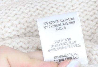 Gharani Strok Women’s Ivory Roll Neck Wool Cashmere Knit Jumper Size 16
