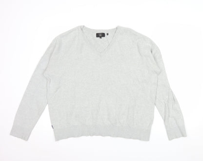 Superdry Womens Grey V-Neck Relaxed Cotton Jumper Size 14