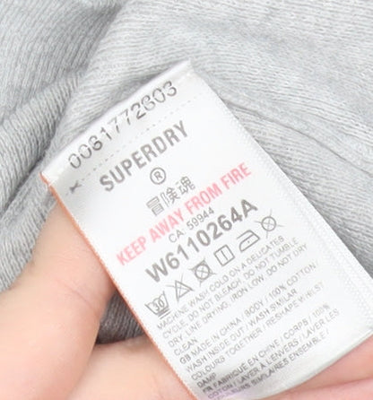 Superdry Womens Grey V-Neck Relaxed Cotton Jumper Size 14