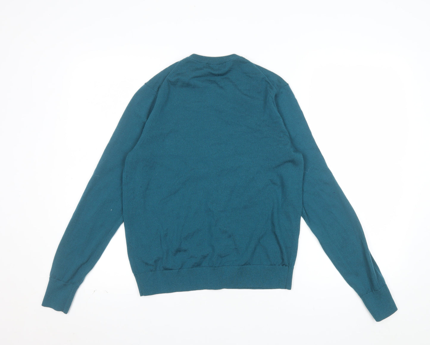 Uniqlo Women's Green Lambswool Cardigan M Crew Neck