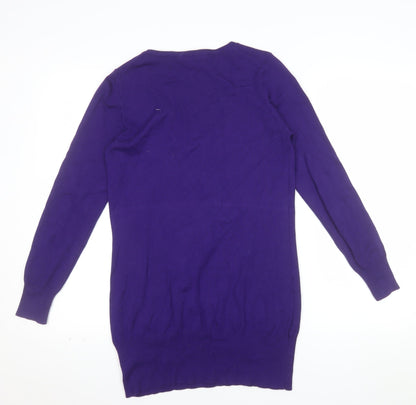 Marks and Spencer Women's Bright Purple V-Neck Long Sleeve Tunic Jumper Size 12
