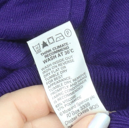 Marks and Spencer Women's Bright Purple V-Neck Long Sleeve Tunic Jumper Size 12