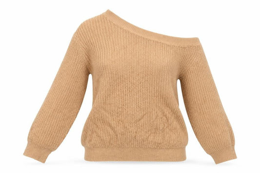 Nasty Gal Women’s Beige Asymmetrical Knit Jumper Size S