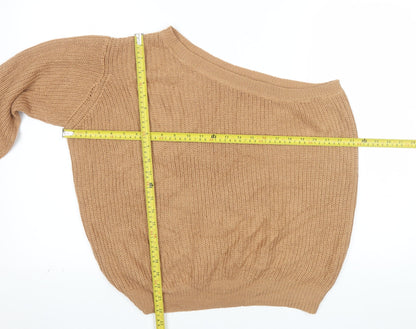 Nasty Gal Women’s Beige Asymmetrical Knit Jumper Size S