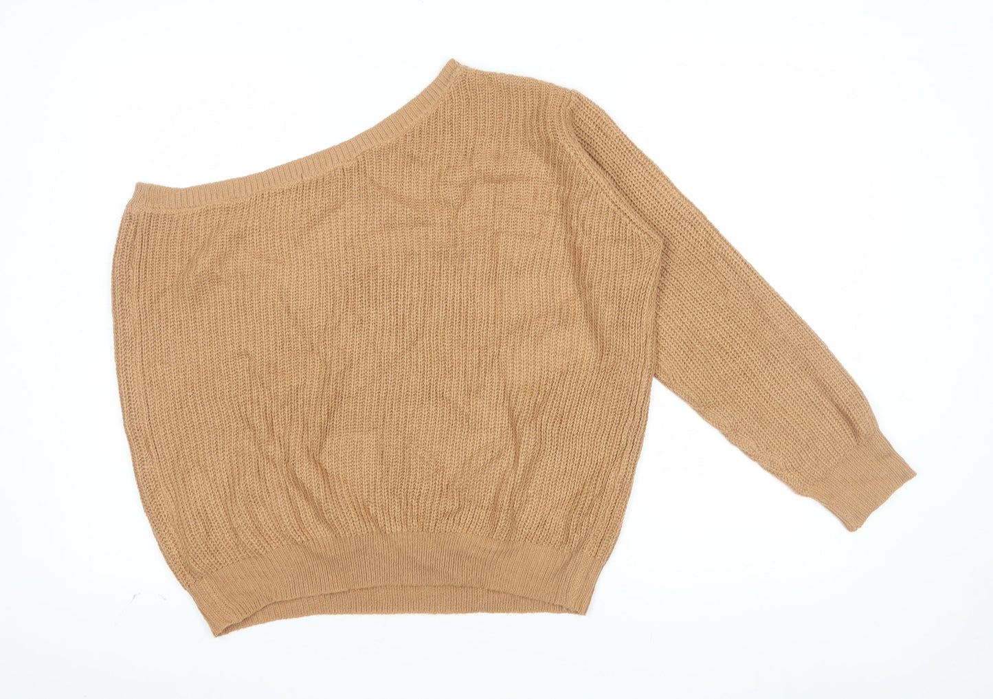 Nasty Gal Women’s Beige Asymmetrical Knit Jumper Size S